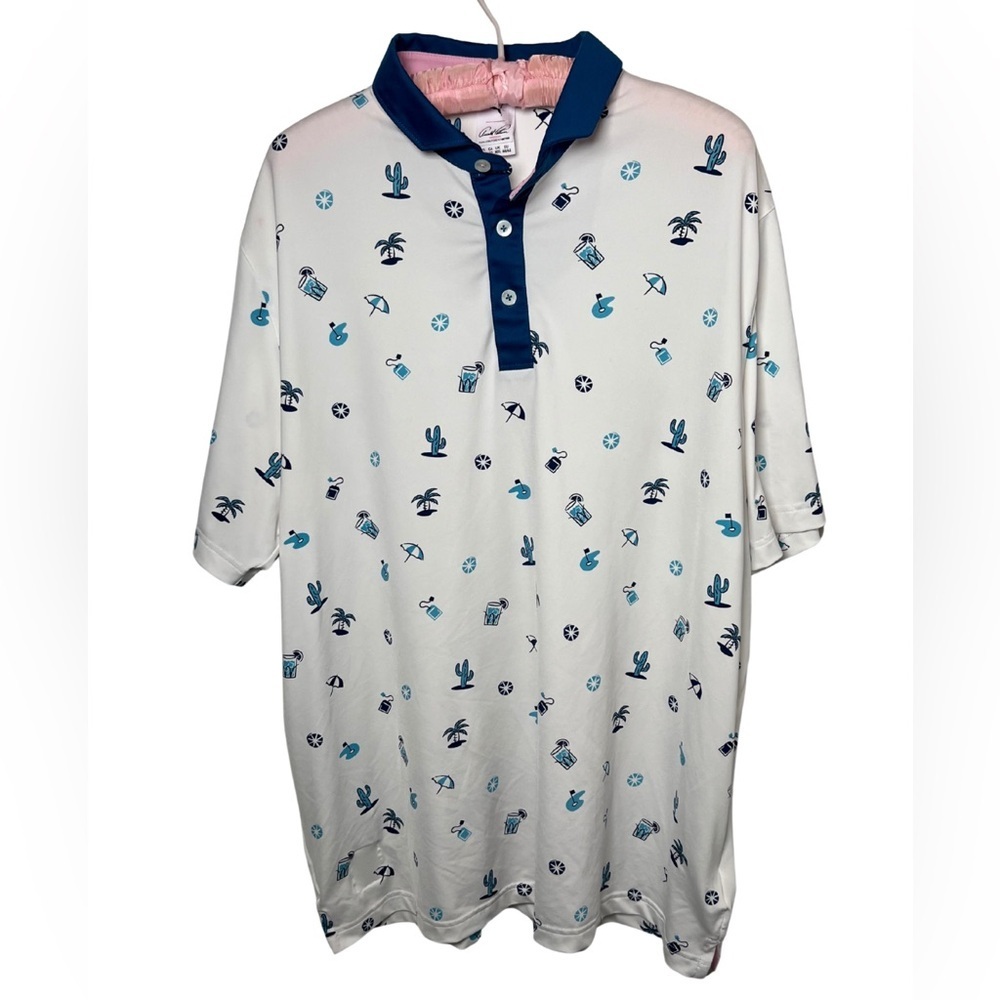 PUMA x Arnold Palmer Men's XL AP Mattr Dunes Golf Polo Bright White & Lake Blue